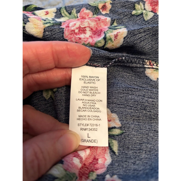 Ambiance Blue Floral Boho Square Neck Pleated Dress Size L - Picture 6 of 9